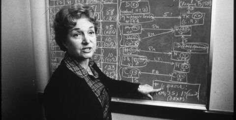 Selma Dritz at chalkboard