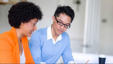 woman and man discussing