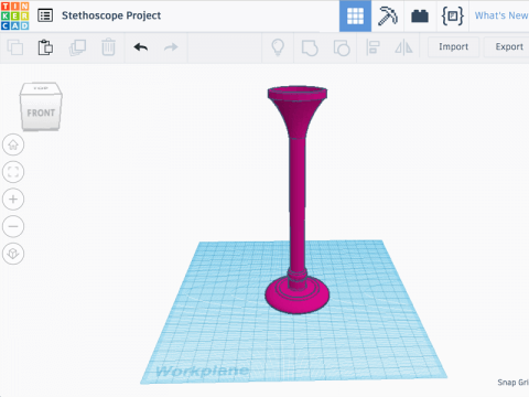 Stethoscope model in tinkercad