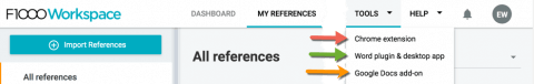 Word, GoogleDoc and browser extensions for F1000