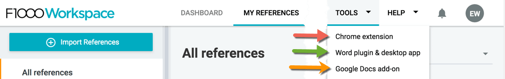 Word, GoogleDoc and browser extensions for F1000