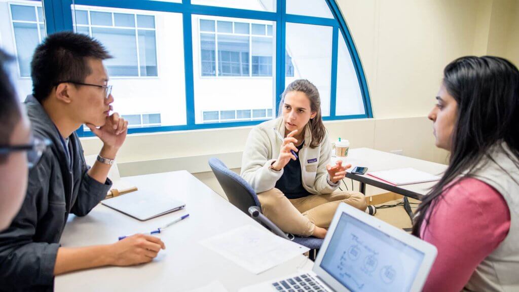 students in library