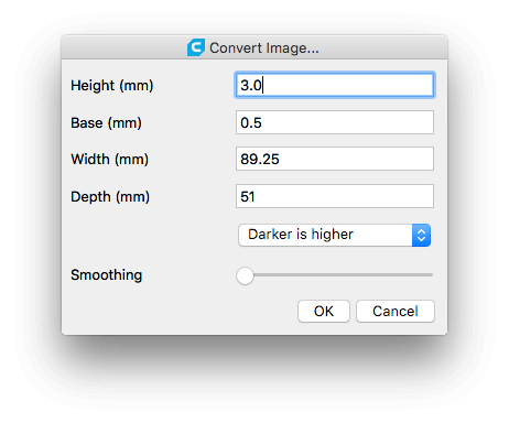 Cura settings to convert image