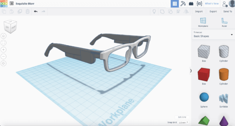 eye glass model in Tinkercad