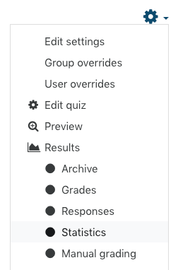 Quiz statistics menu