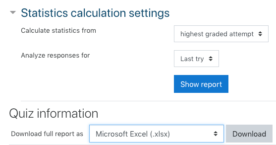 Quiz statistics