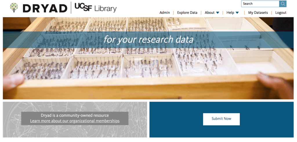 Dryad homepage screenshot