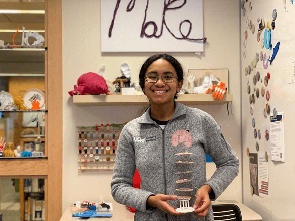 Jacqueline with die cut brain model