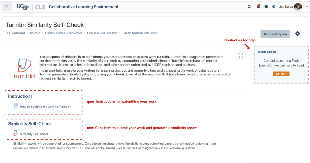 turnitin selfcheck