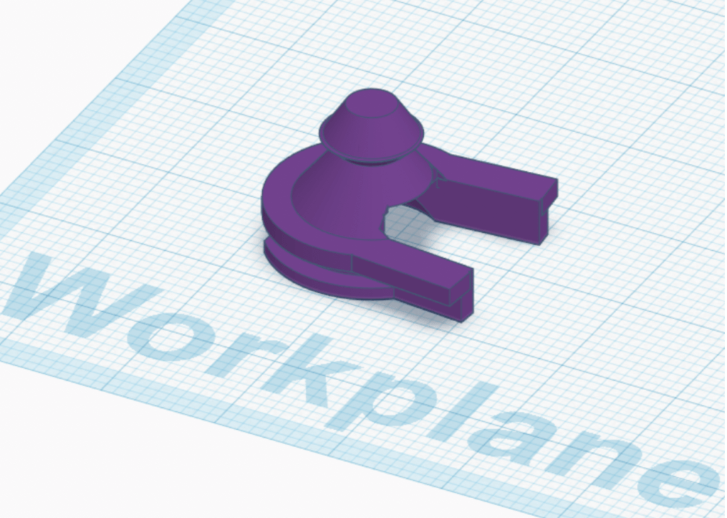 3D model of redesigned PAPR clip in Tinkercad