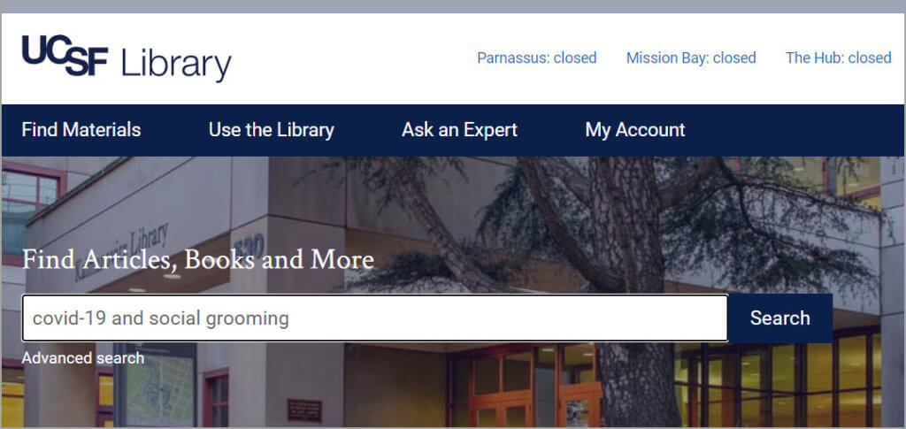 UCSF Library single search box