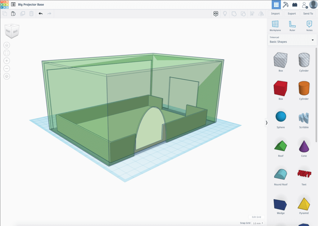 Modeling part in Tinkercad