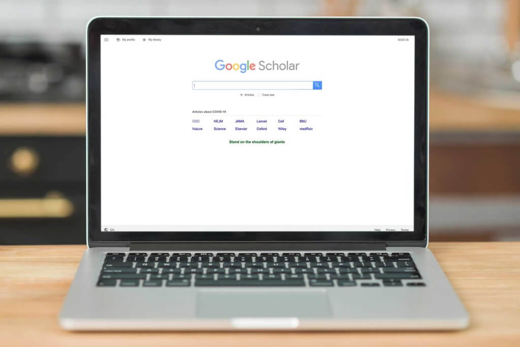 Google Scholar on a screen