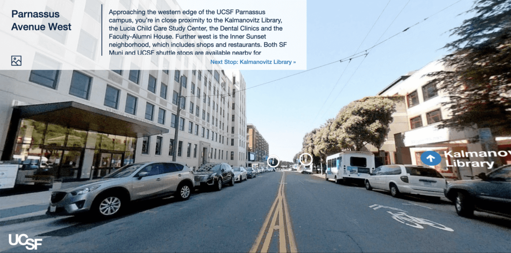 Screenshot of UCSF Parnassus Campus Virtual Tour
