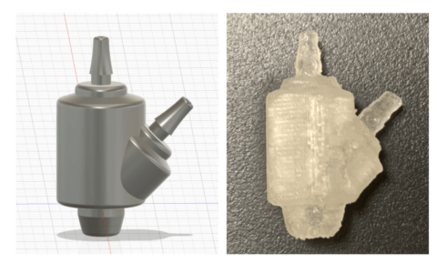 3D modeling chamber and final 3D printed chamber