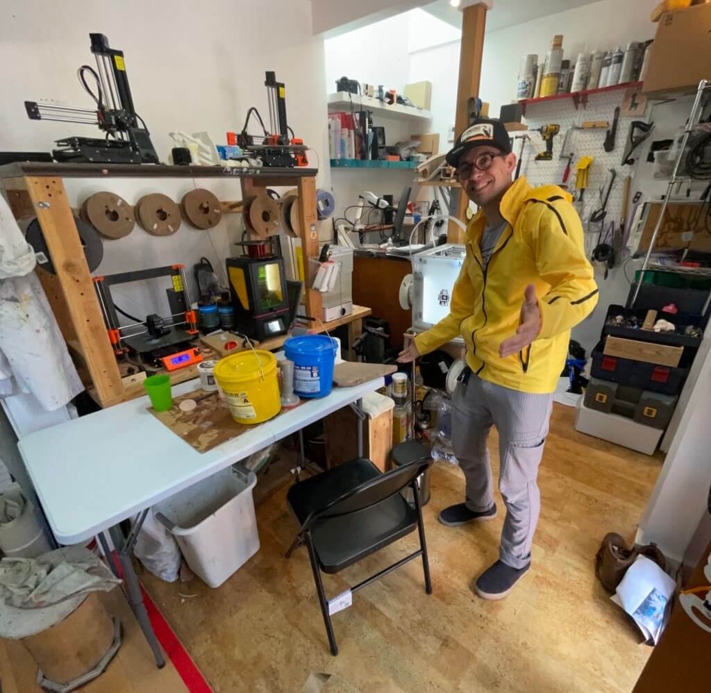 Scott working in his home studio.