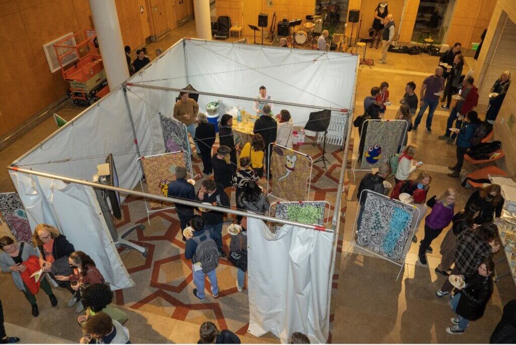 Overhead view of exhibit.