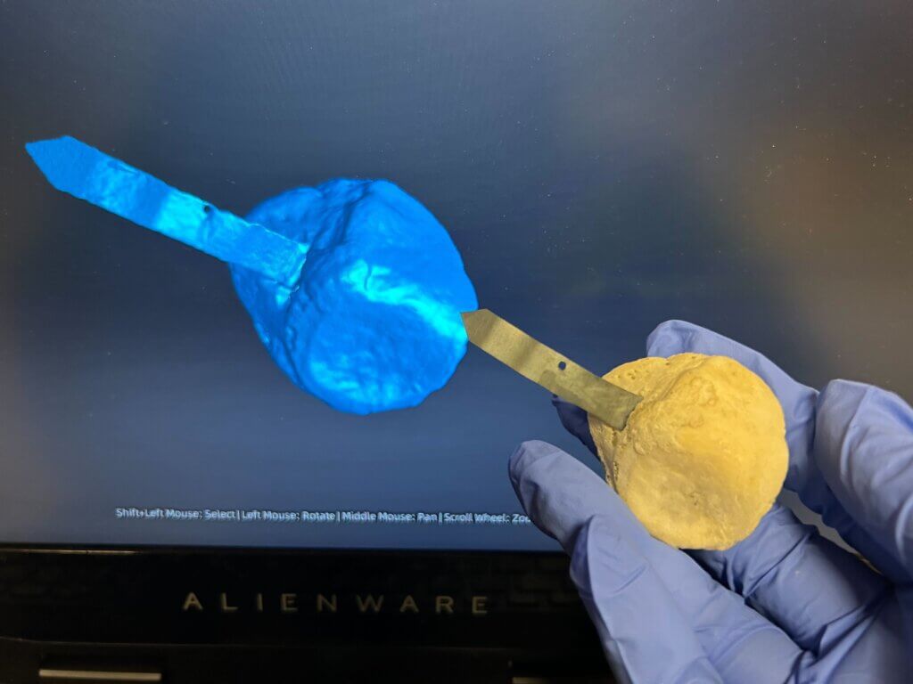 Original patella bone and 3D scan comparison