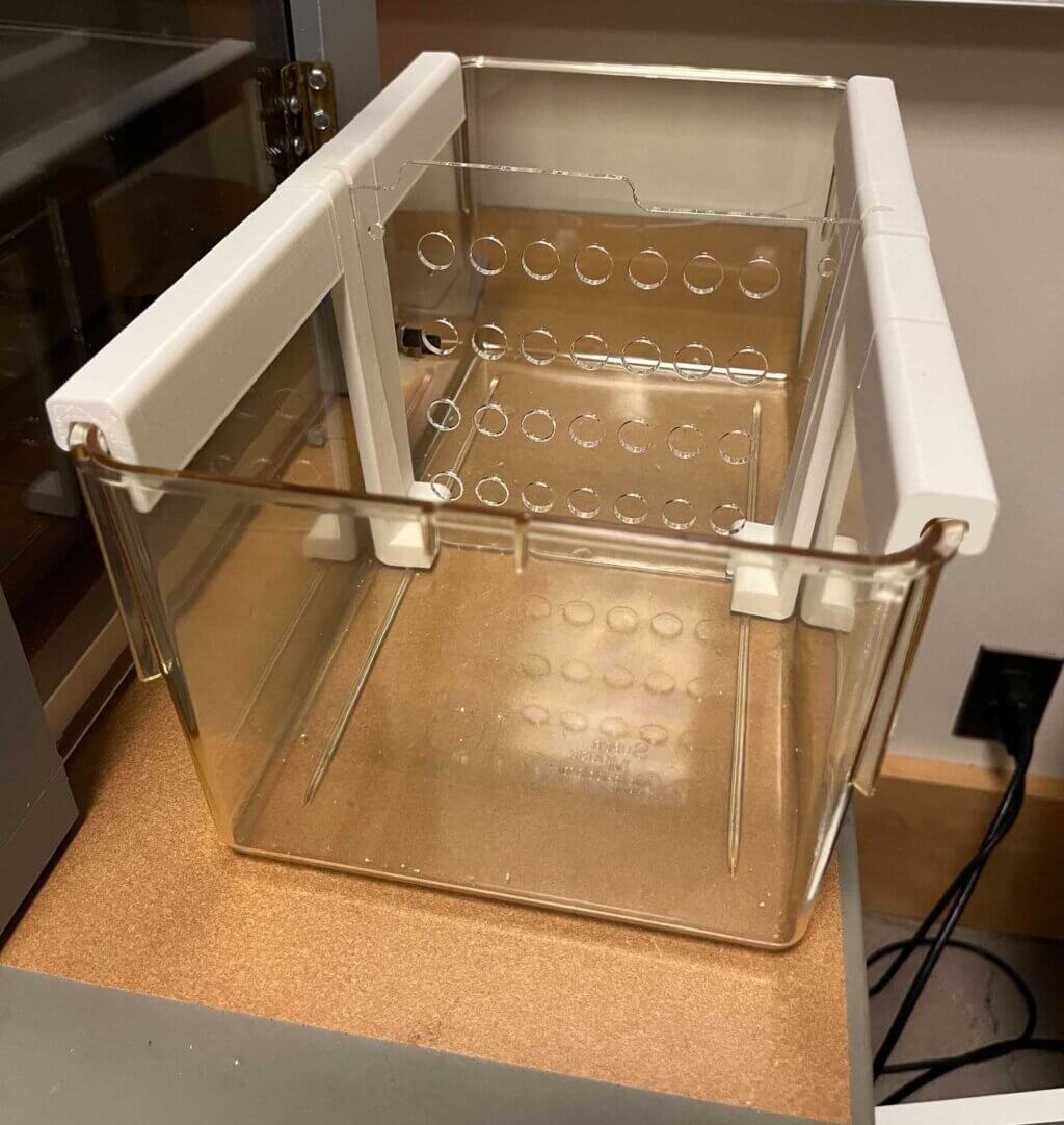 Assembled cage setup for social defeat stress test for rodent models
