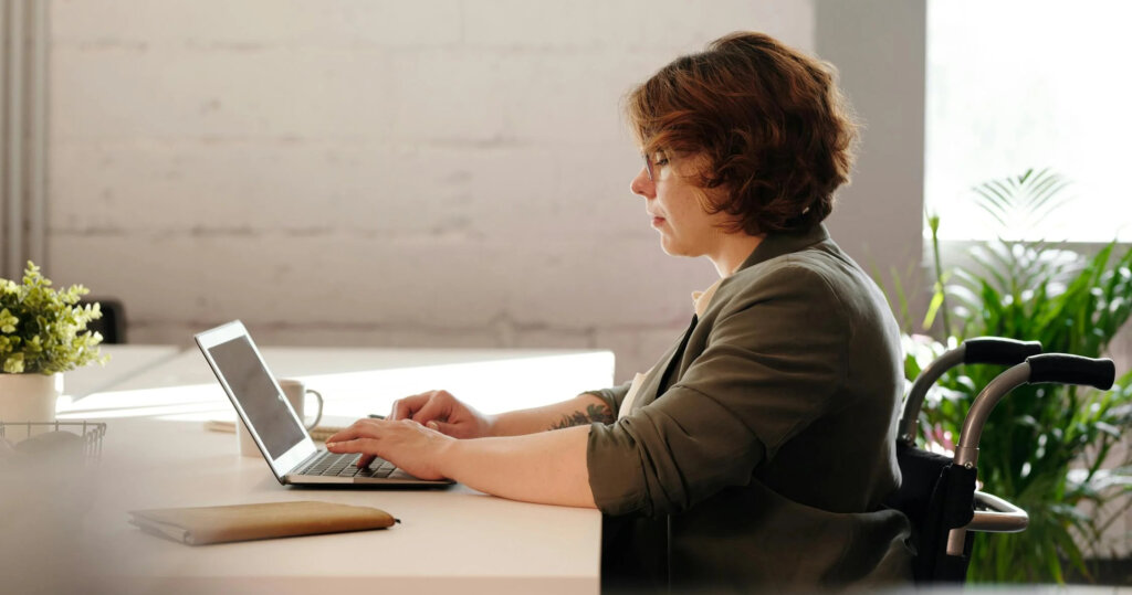 Woman using a laptop