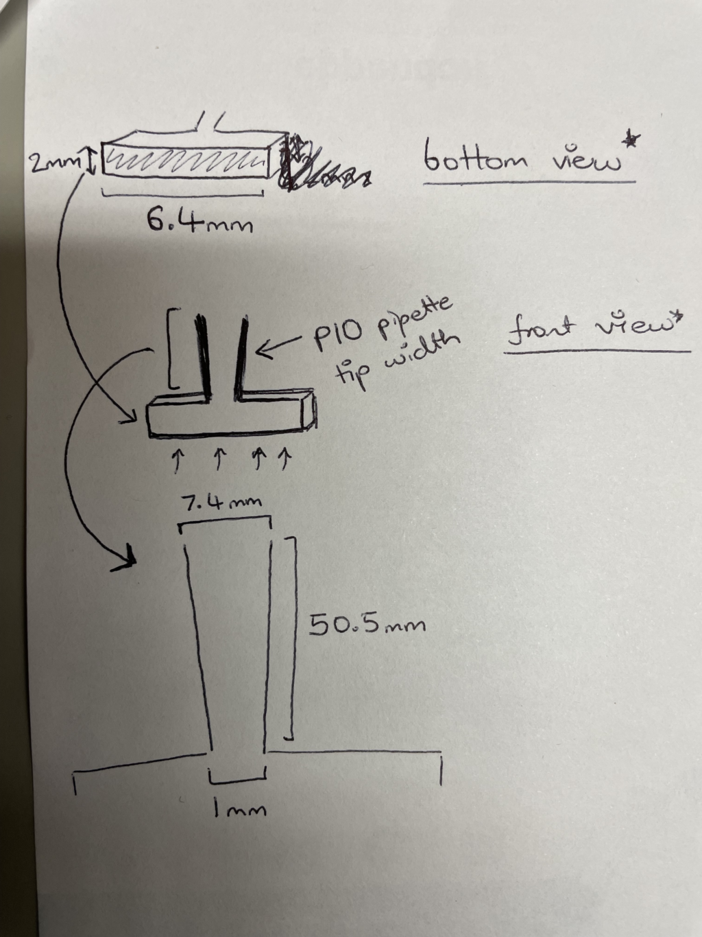 Isra's original concept drawing for the aspirating vacuum tip