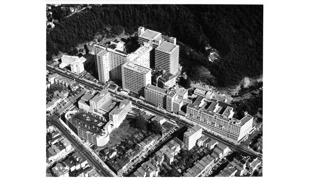 Aerial view of UCSF Parnassus campus in the 1960s.