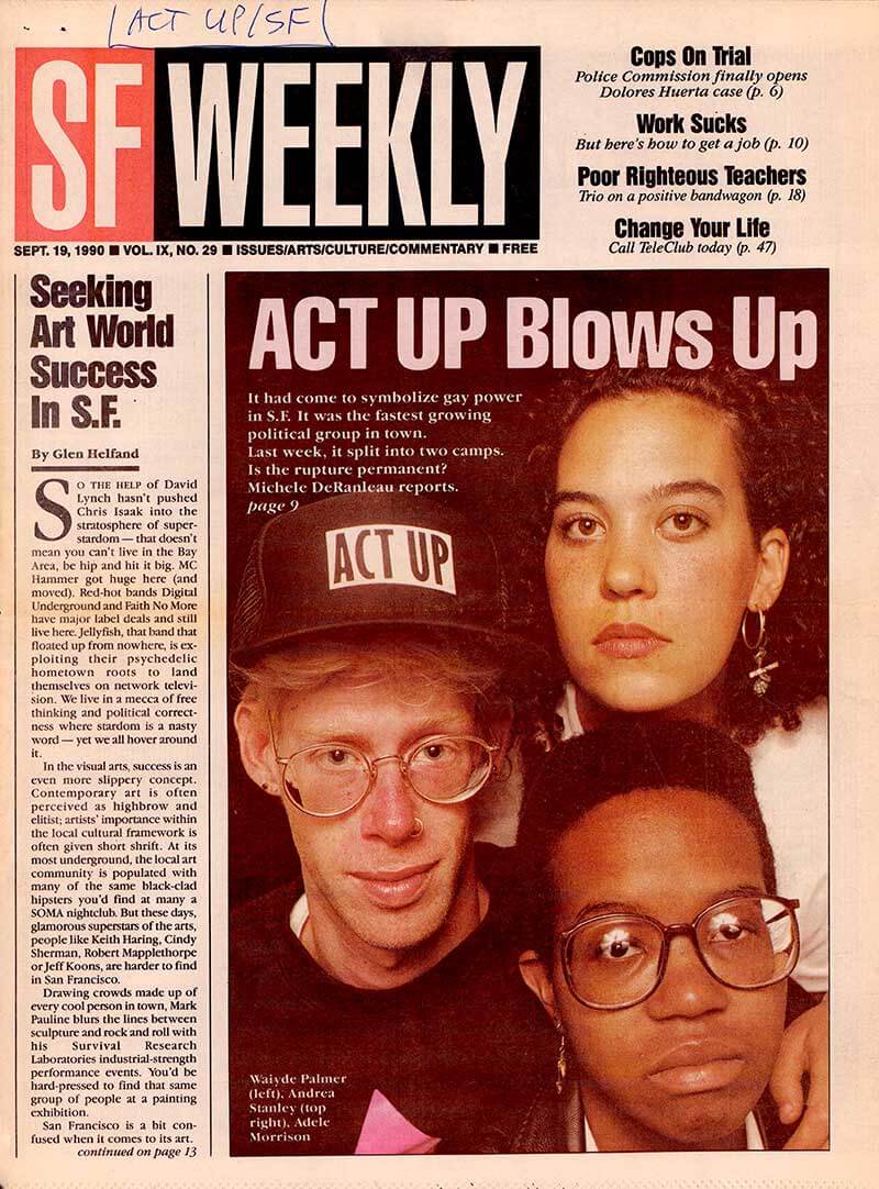 SF Weekly from September 19, 1990 with cover article and image for "ACT UP Blows Up".